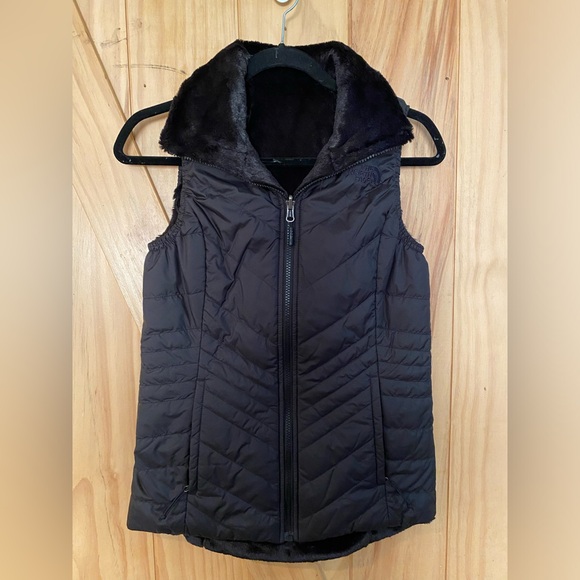 North Face like NEW reversible vest black with black velvet lining size small - Picture 1 of 12